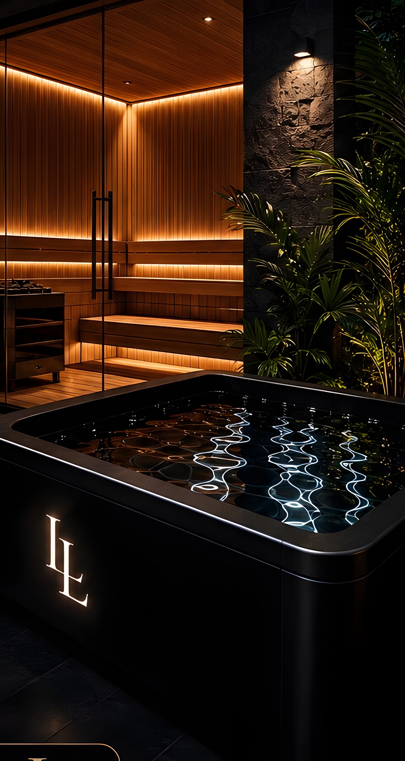 Sauna and cold plunge contrast therapy suite